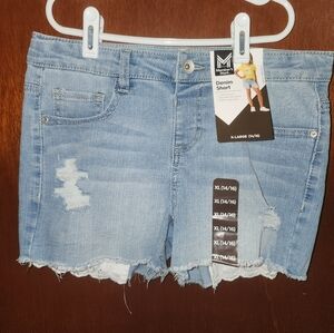 JM Collection Blue High-Waisted Denim Shorts
